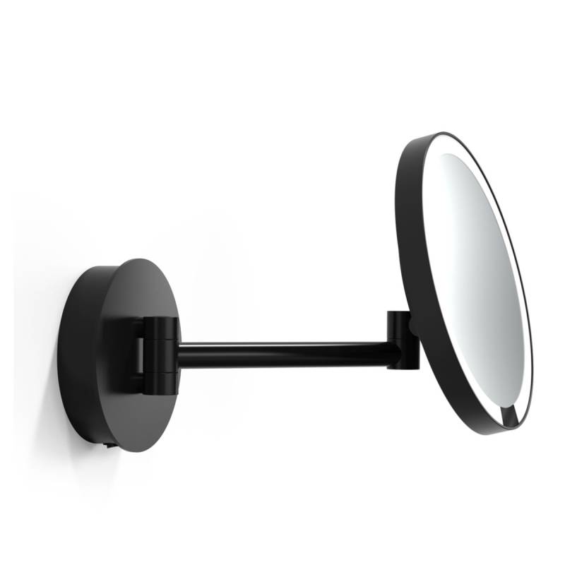 Just Look Plus WR Akku Schminkspiegel mit Licht Bad, H: 21,5 cm, B: 37 cm, Schwarz matt, 5x Vergrößerung