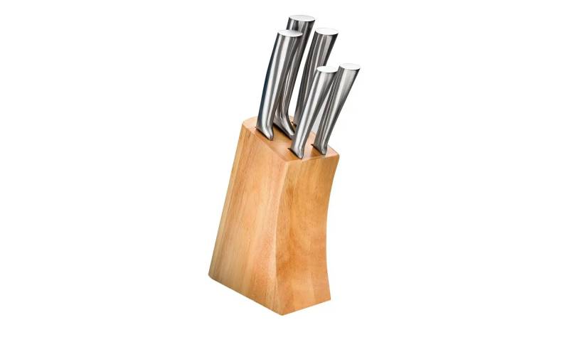 Justinus Messerblock  6-teilig  New Steel Design ¦ holzfarben ¦ Holz Küchenzubehör & Helfer > Küchenhelfer - Höffner