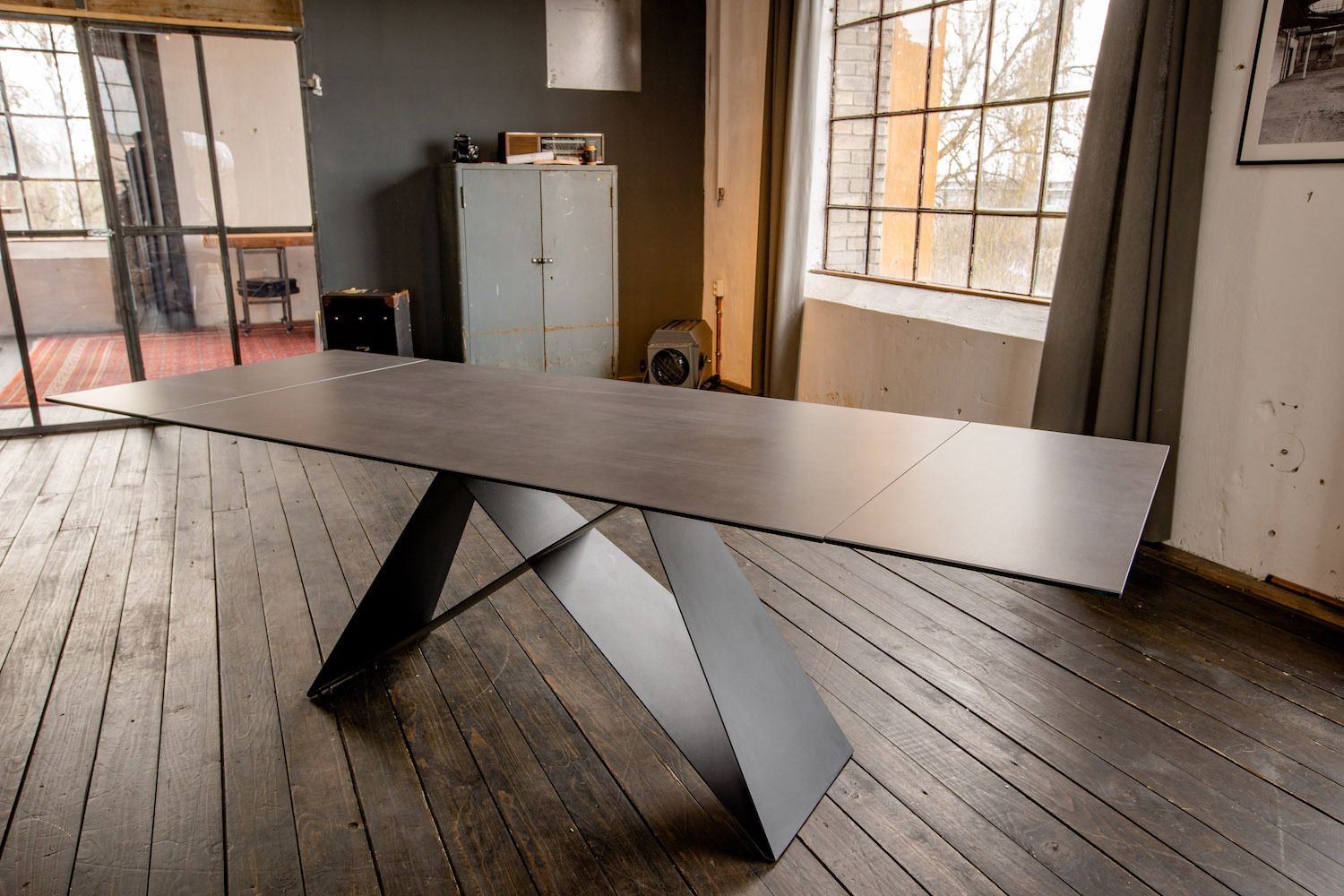 KAWOLA Ausziehtisch BENNO Esszimmertisch Keramik dunkelgrau 160 x 90 cm KAWOLA Ausziehtisch BENNO Esszimmertisch Keramik dunkelgrau 160 x 90 cm