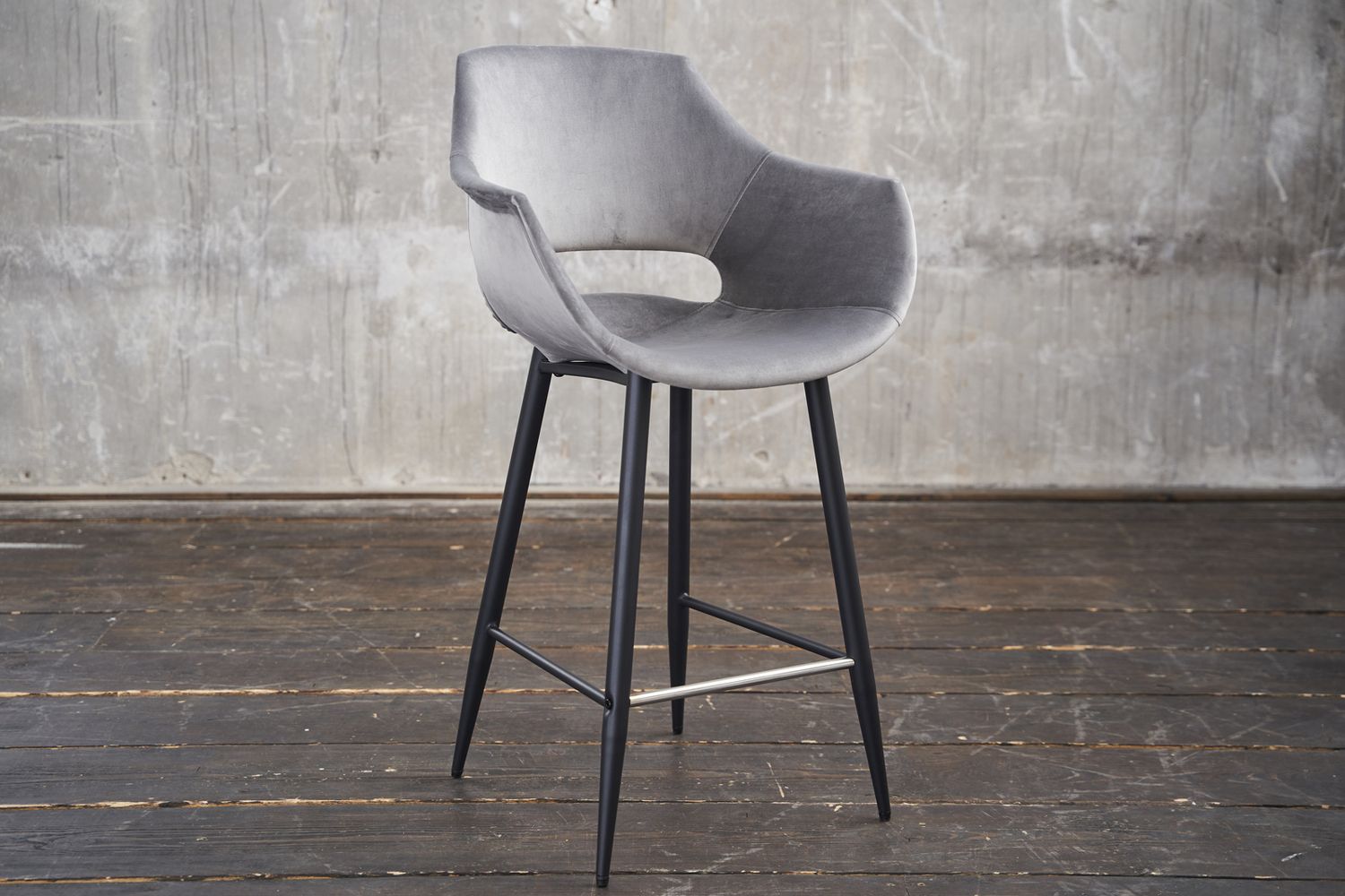 KAWOLA Barhocker ZAJA Barstuhl Sitzhöhe 76 cm Velvet grau KAWOLA Barhocker ZAJA Barstuhl Sitzhöhe 76 cm Velvet grau
