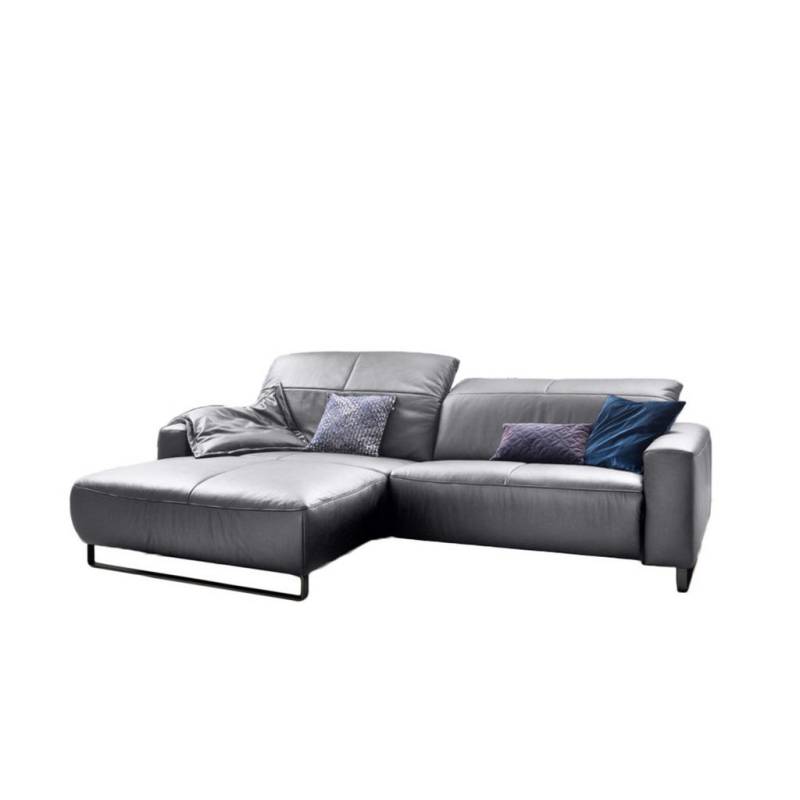 KAWOLA ECKSOFA Hellgrau, Schwarz
