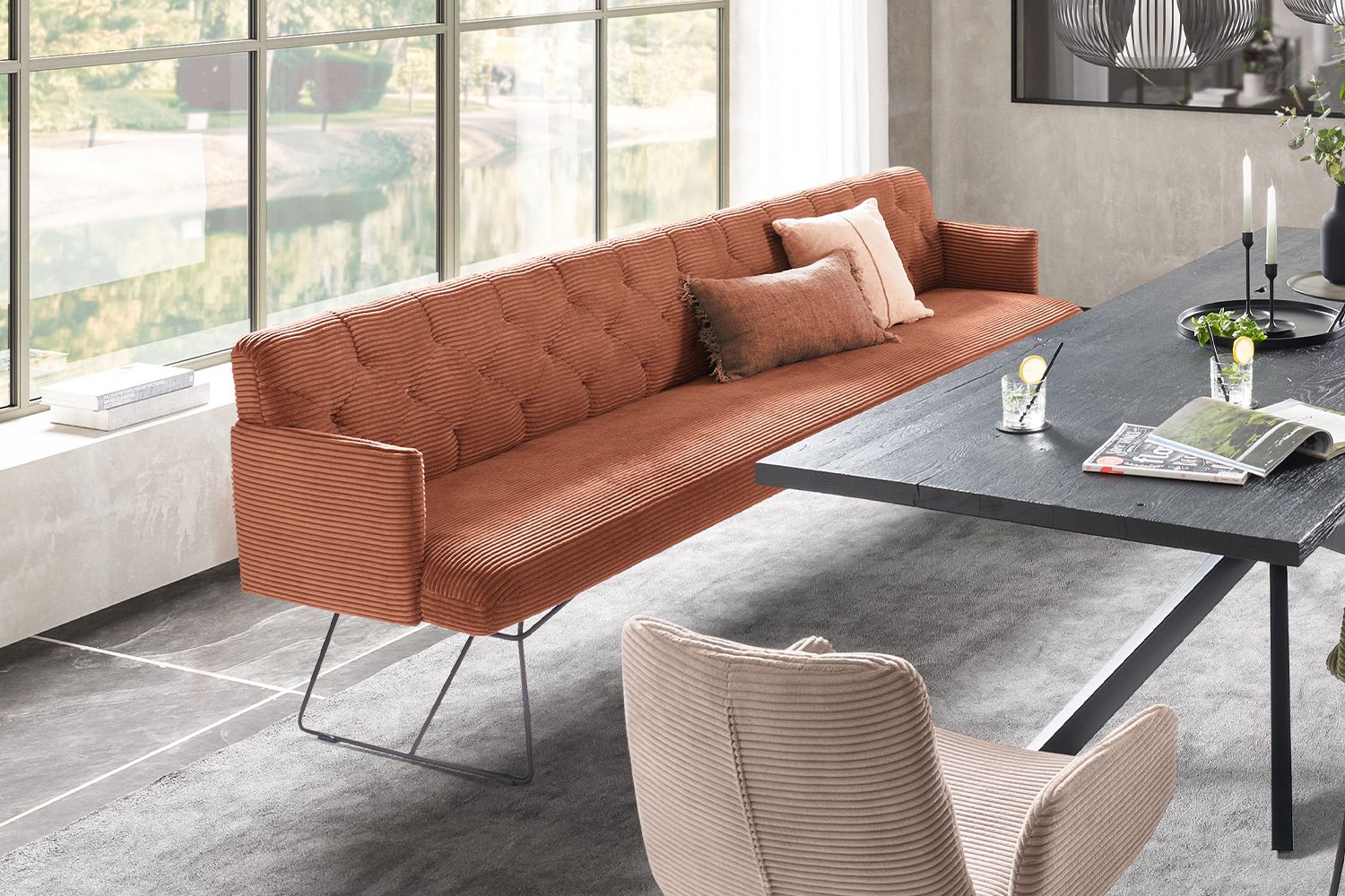 KAWOLA Esszimmerbank CHARME Cord rost KAWOLA Esszimmerbank CHARME Cord rost