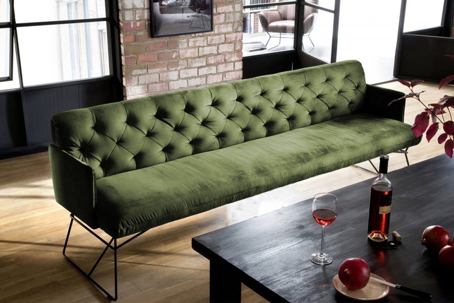 KAWOLA Esszimmerbank CHARME Velvet oliv KAWOLA Esszimmerbank CHARME Velvet oliv