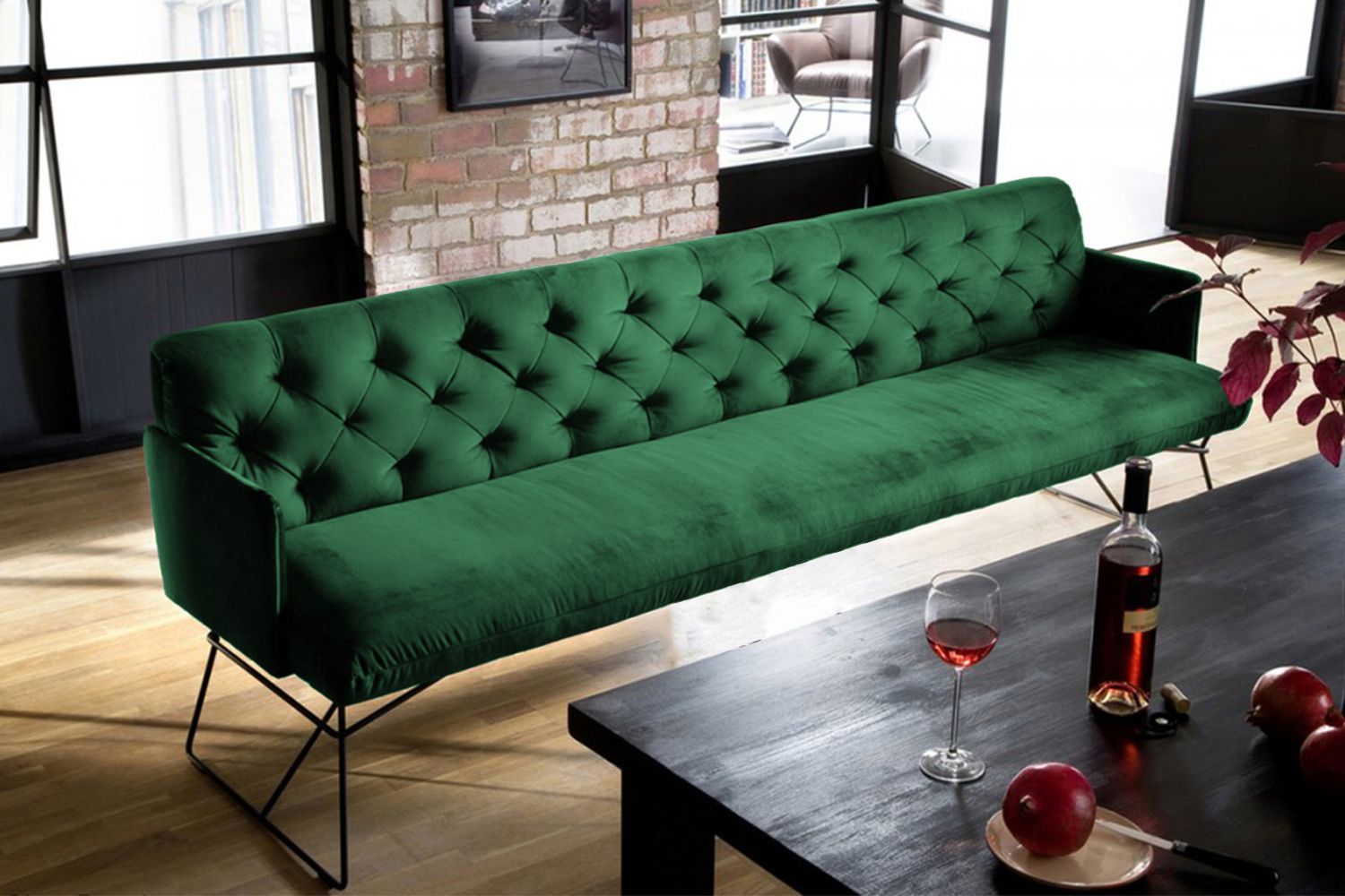 KAWOLA Esszimmerbank CHARME Velvet smaragd KAWOLA Esszimmerbank CHARME Velvet smaragd