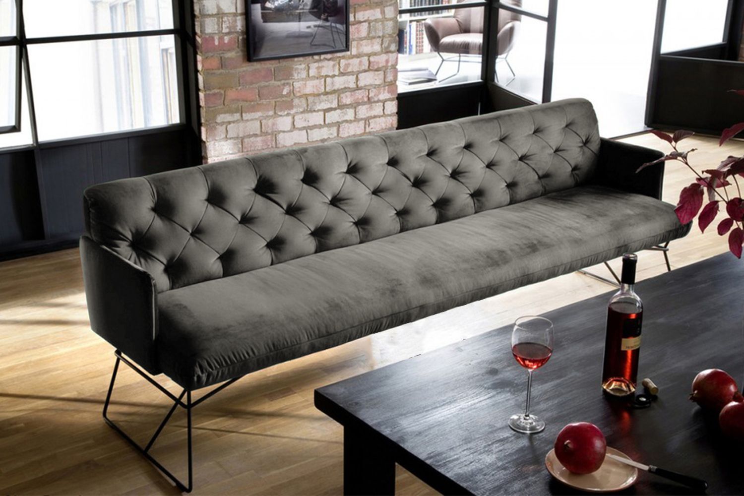 KAWOLA Esszimmerbank CHARME Velvet stone KAWOLA Esszimmerbank CHARME Velvet stone