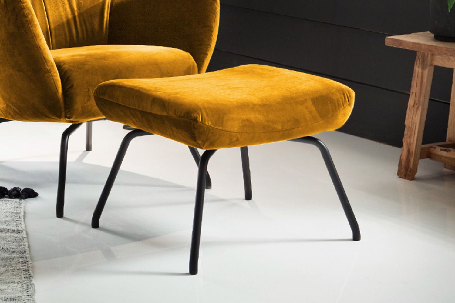 KAWOLA Hocker LOTTE Polsterhocker velvet curry KAWOLA Hocker LOTTE Polsterhocker velvet curry