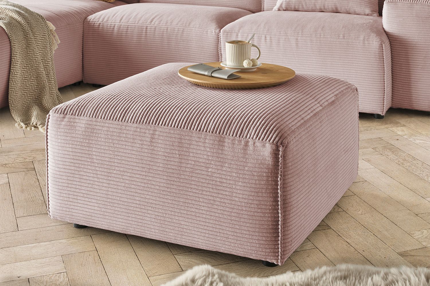 KAWOLA Hocker RANI Polsterhocker Cord rosa KAWOLA Hocker RANI Polsterhocker Cord rosa