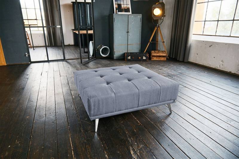 KAWOLA Hocker WIOLO velvet hellgrau