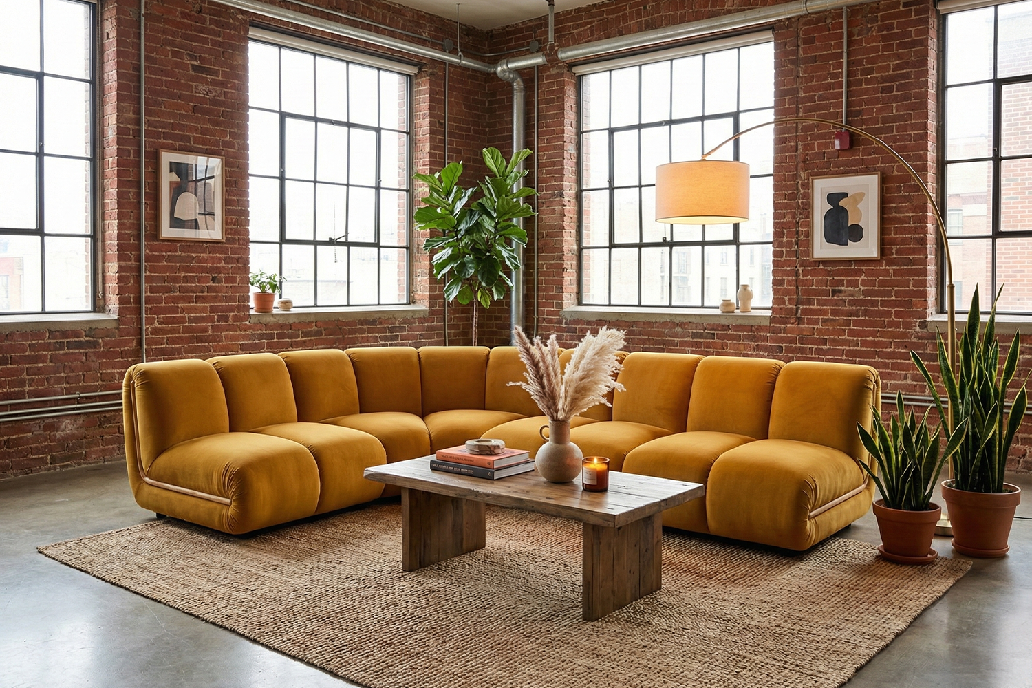 KAWOLA Modulsofa LAYLA Ecksofa 4 Module Velvet gelb KAWOLA Modulsofa LAYLA Ecksofa 4 Module Velvet gelb