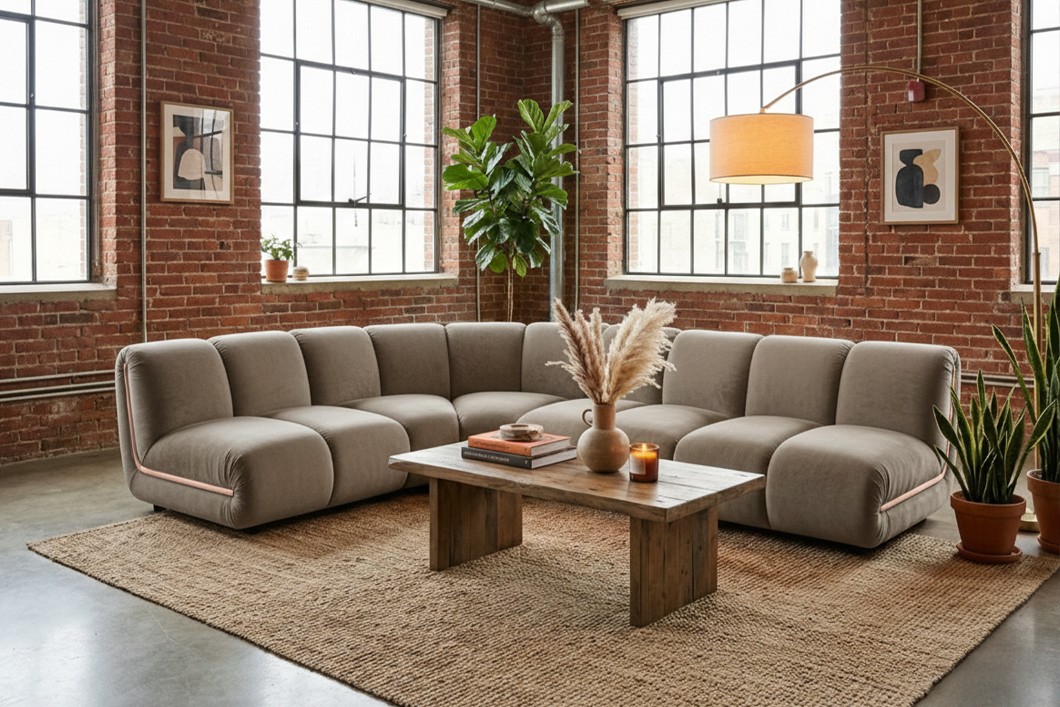 KAWOLA Modulsofa LAYLA Ecksofa 4 Module Velvet taupe