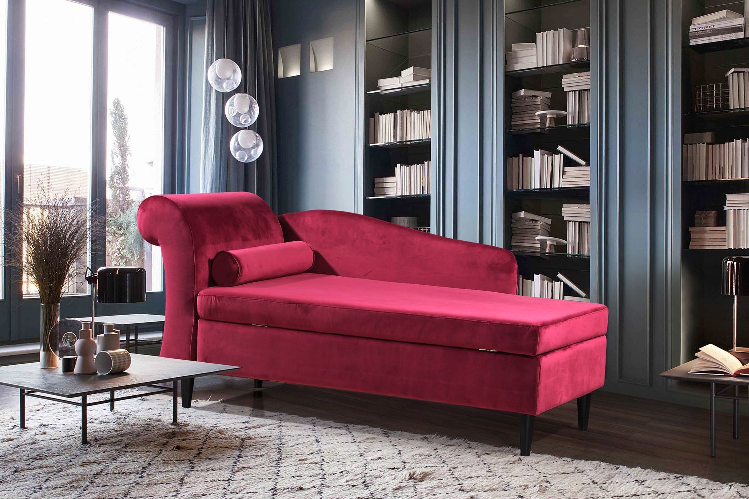 KAWOLA Polsterliege SARAH Ottomane Recamiere Stoff rot 163x77x73cm KAWOLA Polsterliege SARAH Ottomane Recamiere Stoff rot 163x77x73cm