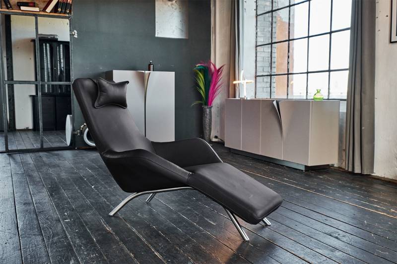 KAWOLA Relaxliege CAVAL Leder schwarz