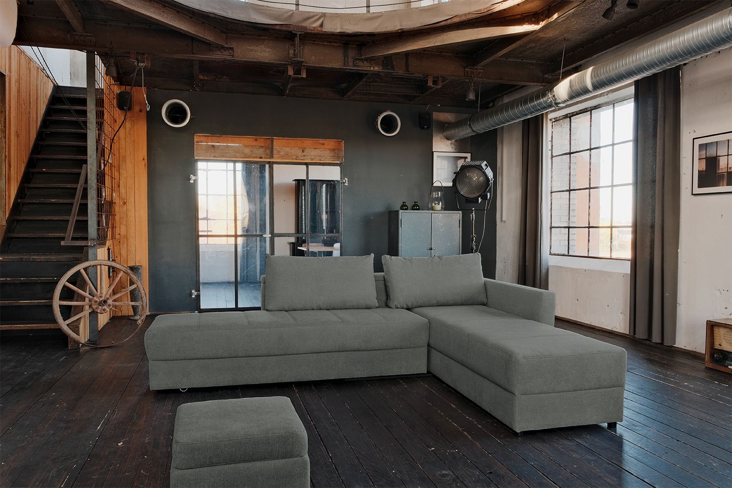 KAWOLA Schlafsofa IDA Sofa Boxspringbett Stoff anthrazit mit Topper KAWOLA Schlafsofa IDA Sofa Boxspringbett Stoff anthrazit mit Topper