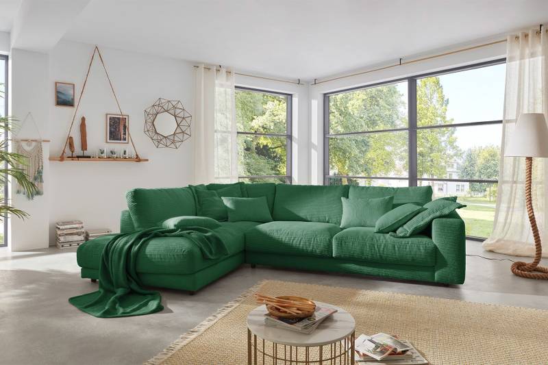 KAWOLA Sofa MADELINE Ecksofa Cord smaragd KAWOLA Sofa MADELINE Ecksofa Cord smaragd