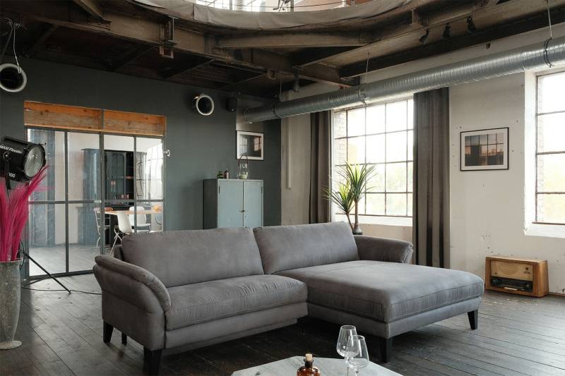 KAWOLA Sofa MALTA Ecksofa Stoff grau
