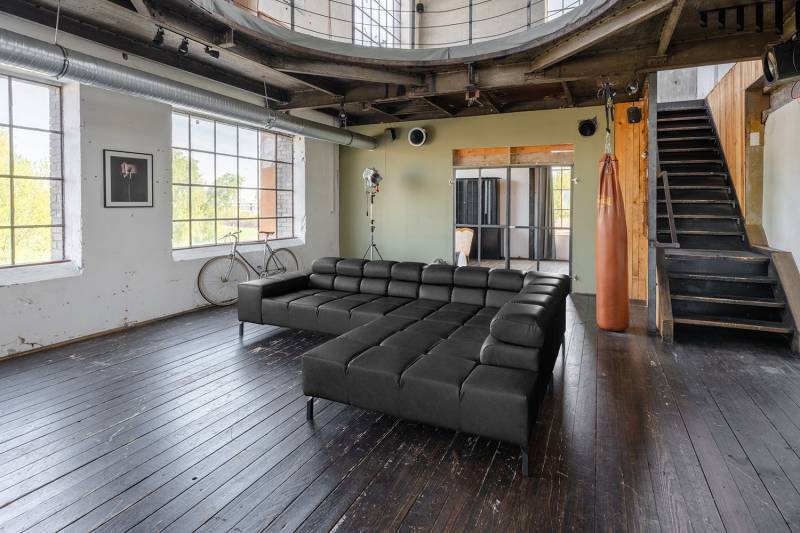 KAWOLA Sofa NELSON Ecksofa Leder schwarz