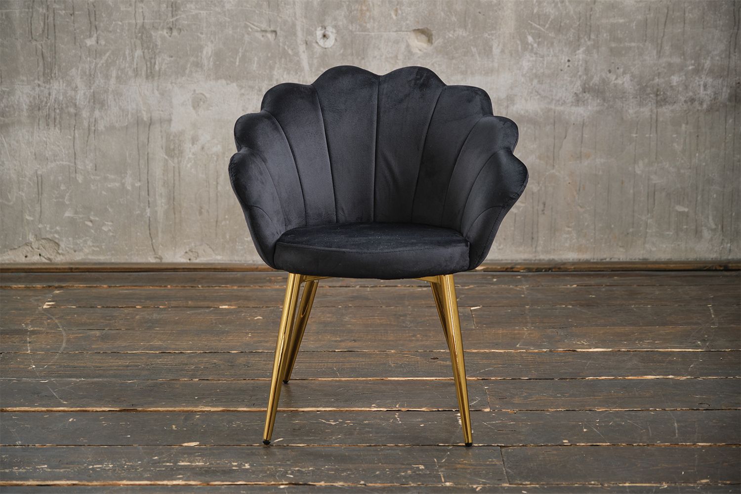 KAWOLA Stuhl CARLA Esszimmerstuhl Velvet schwarz Fuß gold KAWOLA Stuhl CARLA Esszimmerstuhl Velvet schwarz Fuß gold