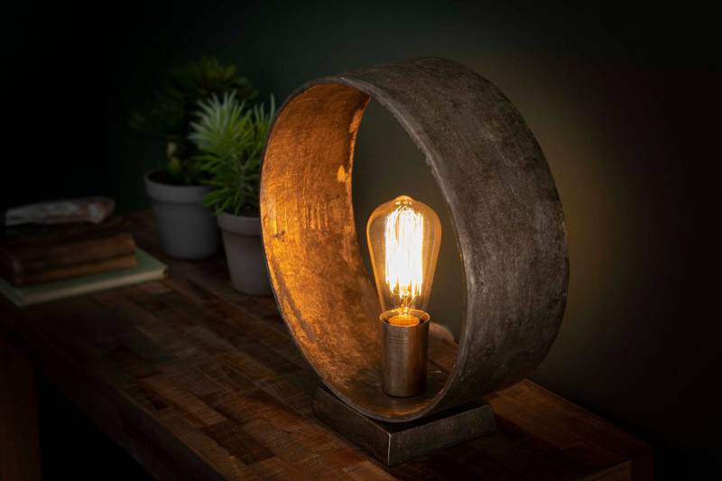 KAWOLA Tischleuchte MESSINA Tischlampe Antike Nickel grau