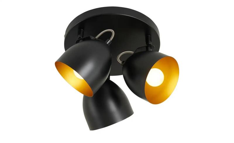 KHG Deckenstrahler  3-flammig  schwarz innen goldfarben   ¦ schwarz ¦ Maße (cm): H: 15  Ø: 25.0 Lampen & Leuchten > Innenleuchten > Strahler & Spots - Möbel Kraft