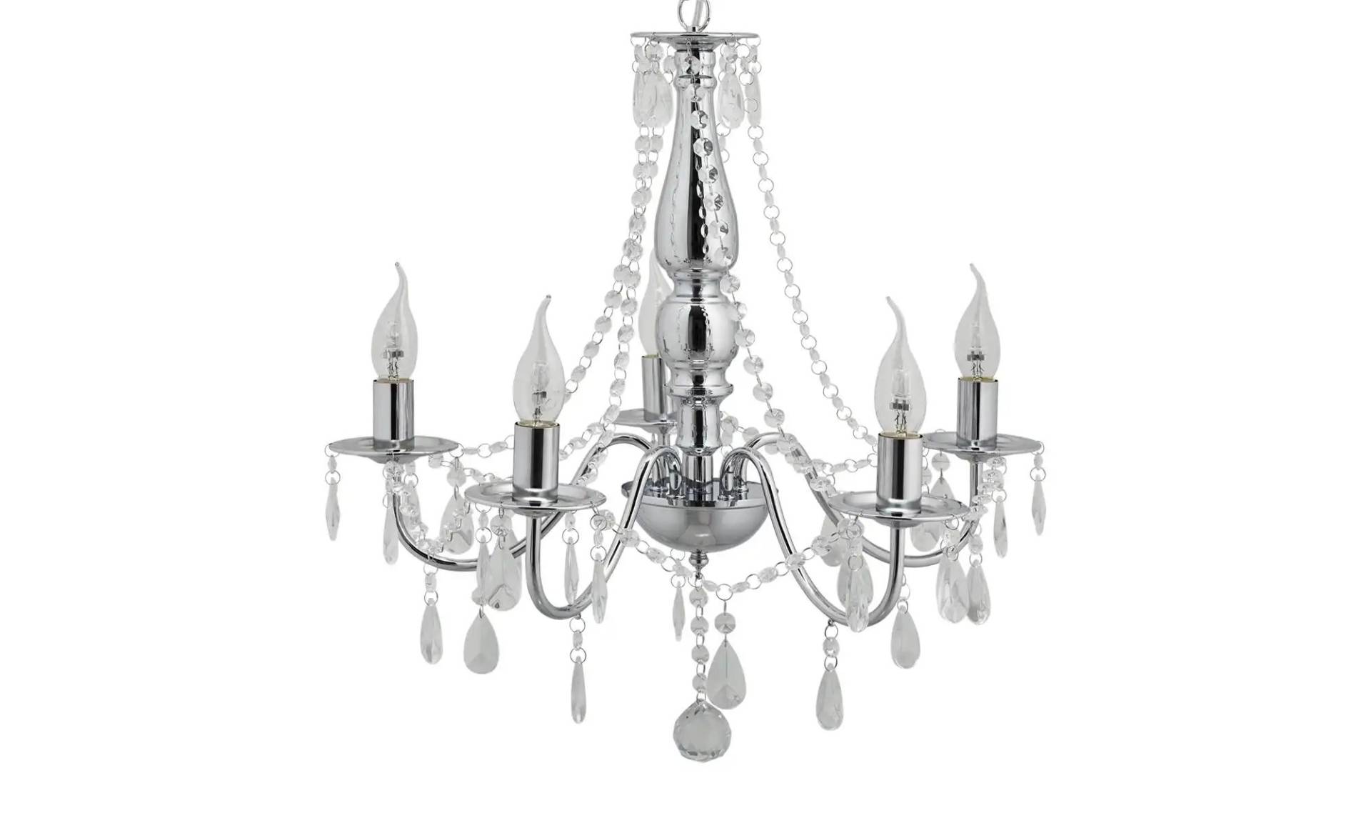 KHG Kronleuchter  5-flammig  mit Glasbehang   ¦ silber ¦ Maße (cm): H: 140  Ø: 53.0 Lampen & Leuchten > Innenleuchten > Kronleuchter - Möbel Kraft