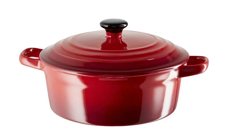 KHG Servier- & Auflaufform mit Deckel   ¦ rot ¦ Steinzeug/Steingut ¦ Maße (cm): H: 8  Ø: 12.5 Küchenzubehör & Helfer > Bratformen & Auflaufformen - Möbel Kraft