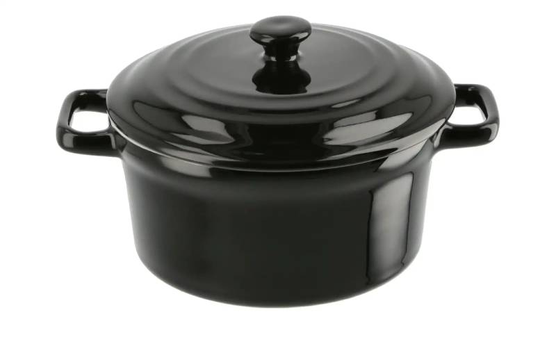 KHG Servier- & Auflaufform mit Deckel   ¦ schwarz ¦ Steinzeug/Steingut ¦ Maße (cm): H: 8  Ø: 12.5 Küchenzubehör & Helfer > Bratformen & Auflaufformen - Möbel Kraft