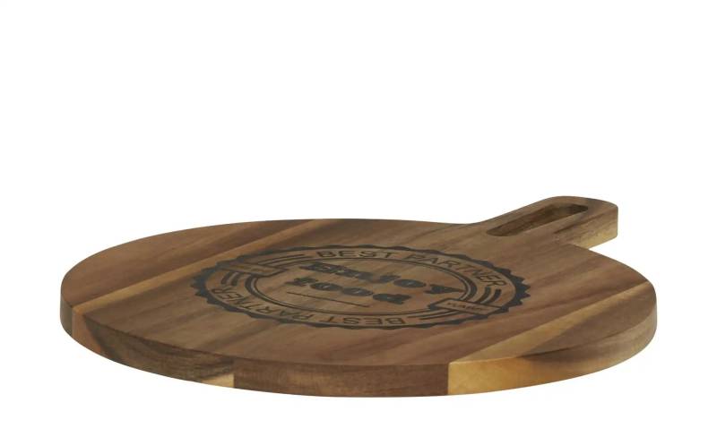 KHG Tablett rund mit Aufdruck   ¦ holzfarben ¦ Holz ¦ Maße (cm): B: 27 H: 1,5 Küchenzubehör & Helfer > Tabletts & Etageren - Möbel Kraft