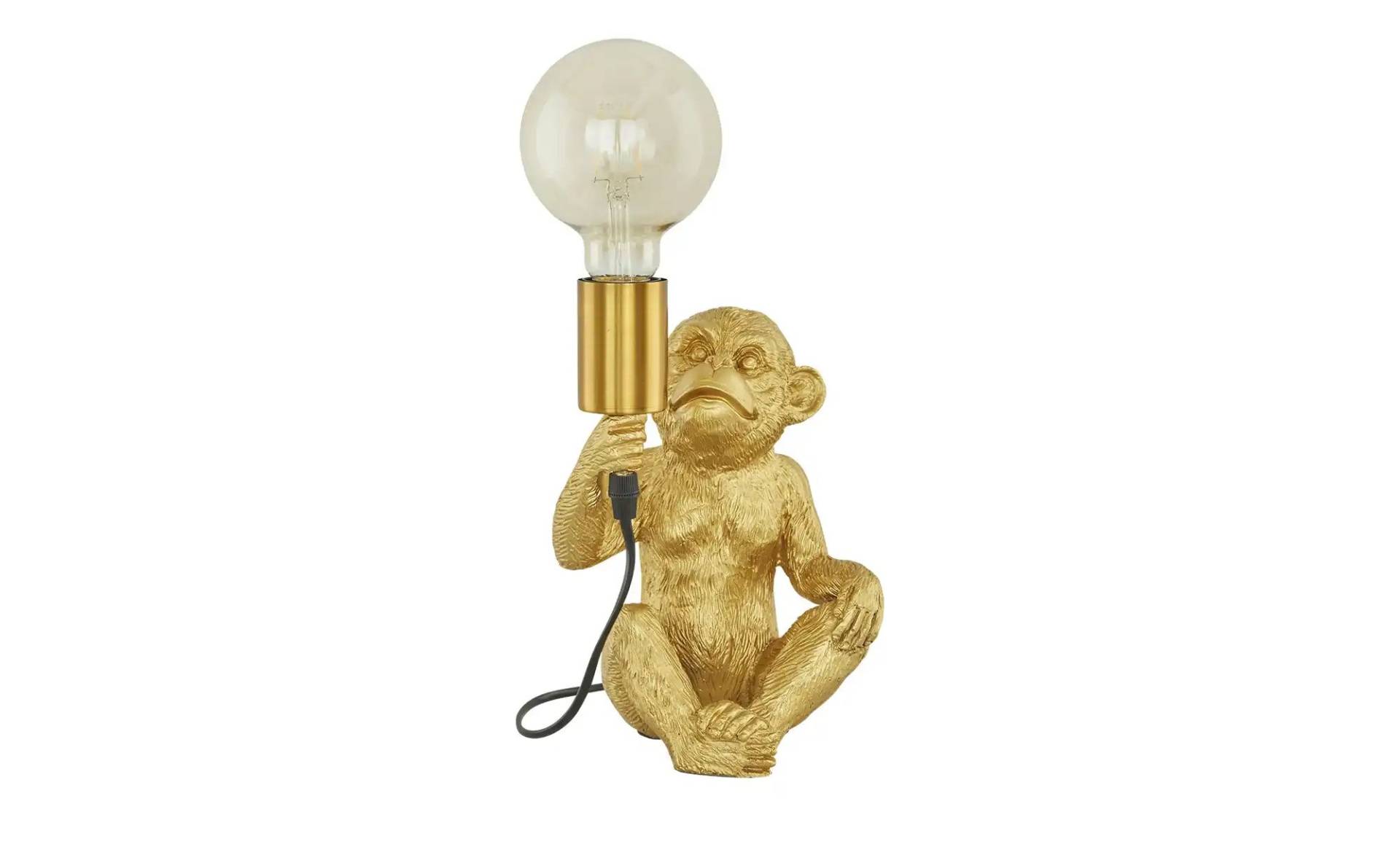 KHG Tischleuchte  1-flammig  goldfarbig `Affe`   ¦ gold ¦ Maße (cm): B: 17 H: 25 T: 14.5 Lampen & Leuchten > Innenleuchten > Tischlampen - Möbel Kraft