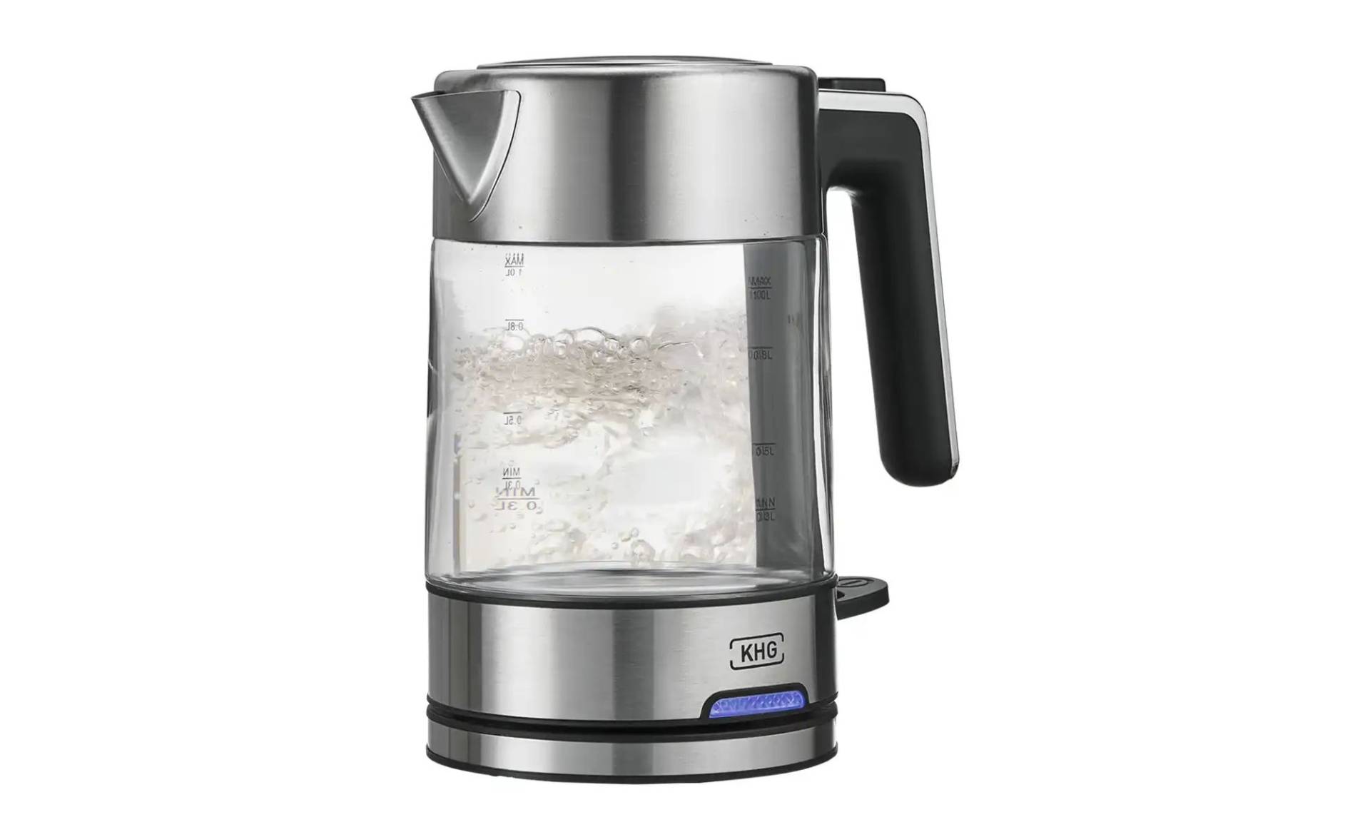 KHG Wasserkocher  WK-106 GE ¦ silber ¦ Edelstahl,Kunststoff,Glas ¦ Maße (cm): B: 19,5 H: 21 T: 12.5 Elektrokleingeräte > Wasserkocher - Höffner