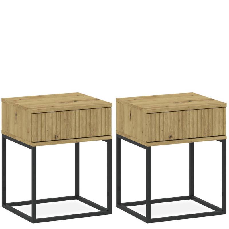 KONSIMO® NACHTTISCH Eiche, Schwarz