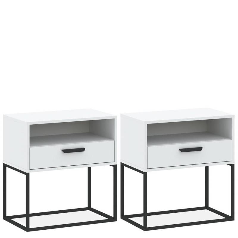 KONSIMO® NACHTTISCH Weiß, Schwarz