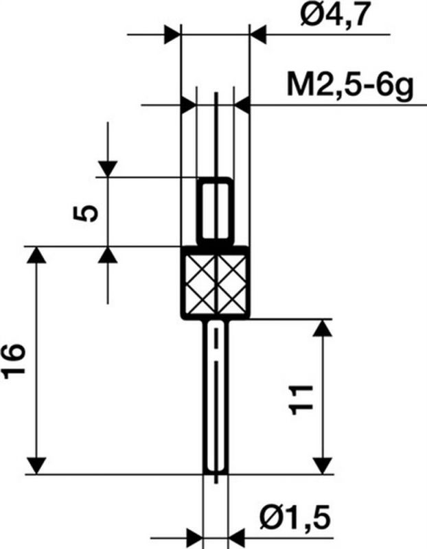 Käfer Messeinsatz (Ø 1,5 mm Länge 11 mm Stift / M2,5 Hartmetall) - 62013 von Käfer