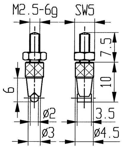 Käfer Messeinsatz (Ø 2 mm horizontaler Zylinder / M2,5 Stahl) - 62074 von Käfer