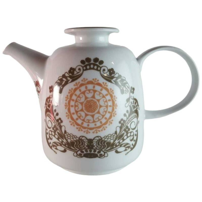 Kaffeekanne Kanne 0,8 L Melitta Alte Formen braun orange Dekor gebraucht - sehr gut