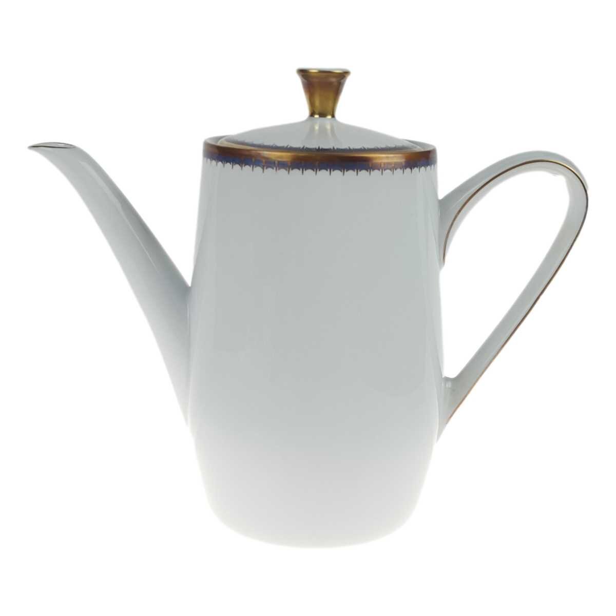Kaffeekanne Goldrand 1,2 L PMR Jaeger & Co Bavaria Unbestimmten Formen Blau Gold Dekor gebraucht - gut
