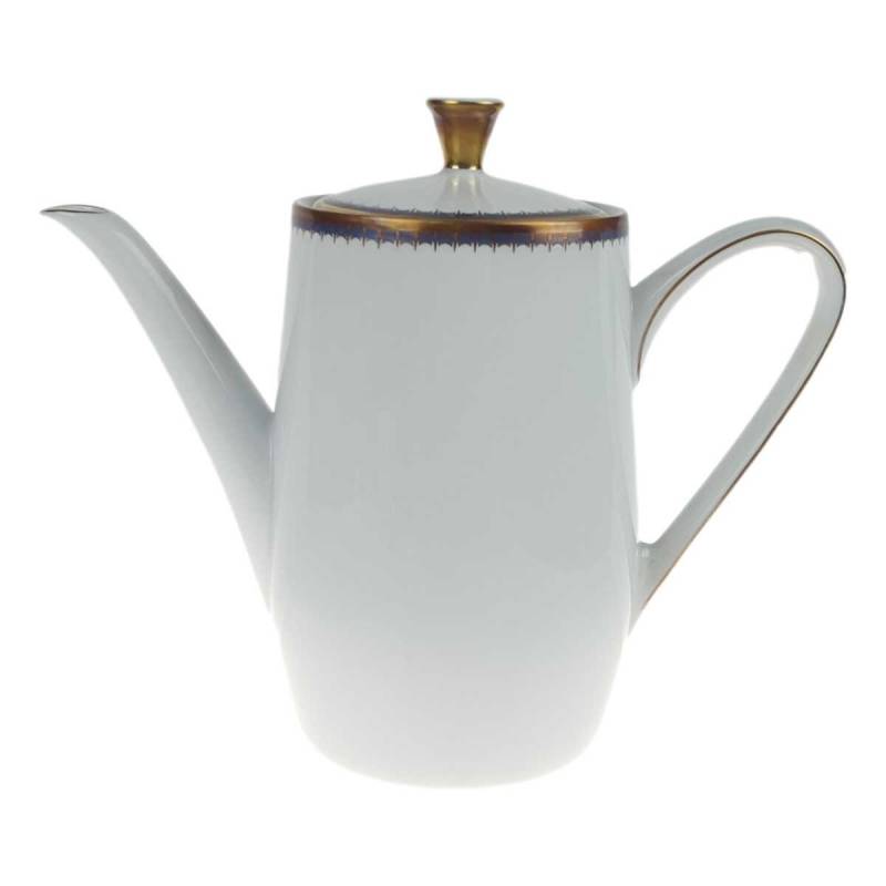 Kaffeekanne Goldrand 1,2 L PMR Jaeger & Co Bavaria Unbestimmten Formen Blau Gold Dekor gebraucht - gut