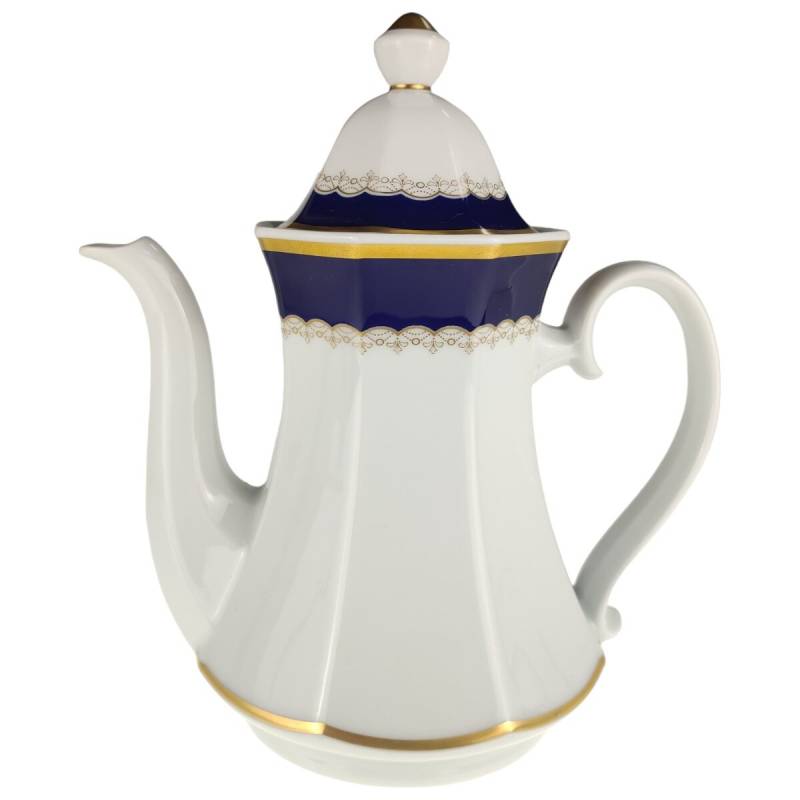 Kaffeekanne Goldrand 1,25 L Winterling Marktleuthen Kobaltrand mit eckig gebraucht - sehr gut