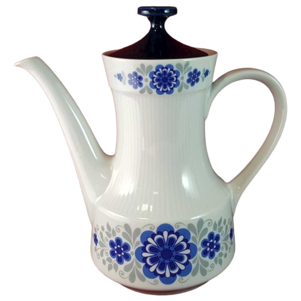 Kaffeekanne Kanne 1,45 L Mitterteich Form 870 Blumendekor blau grau gebraucht - sehr gut