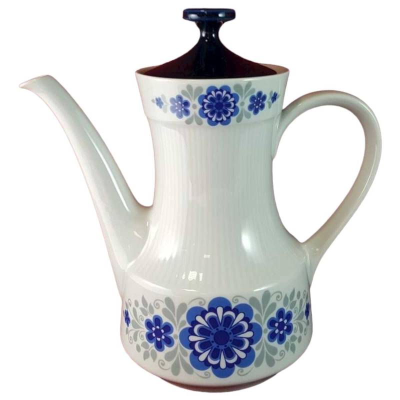 Kaffeekanne Kanne 1,45 L Mitterteich Form 870 Blumendekor blau grau gebraucht - sehr gut