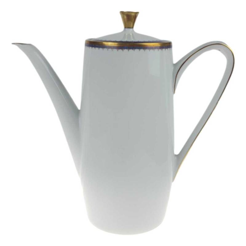 Kaffeekanne Goldrand 1,5 L PMR Jaeger & Co Bavaria Unbestimmten Formen Blau Gold Dekor gebraucht - gut