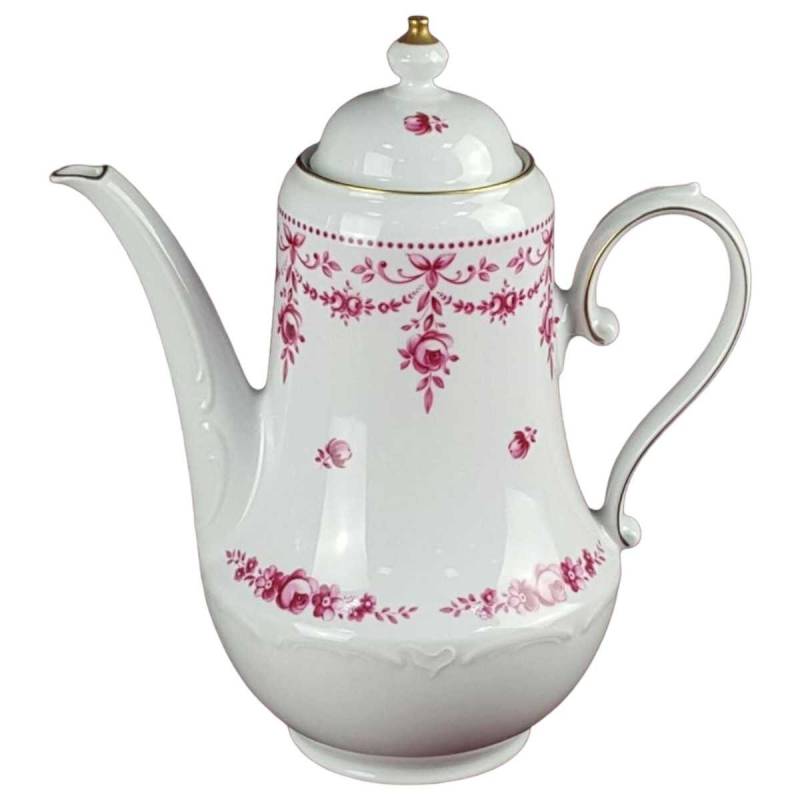 Kaffeekanne Goldrand 1,5 L Schirnding Bavaria rote Rosen mit Rot gebraucht - gut