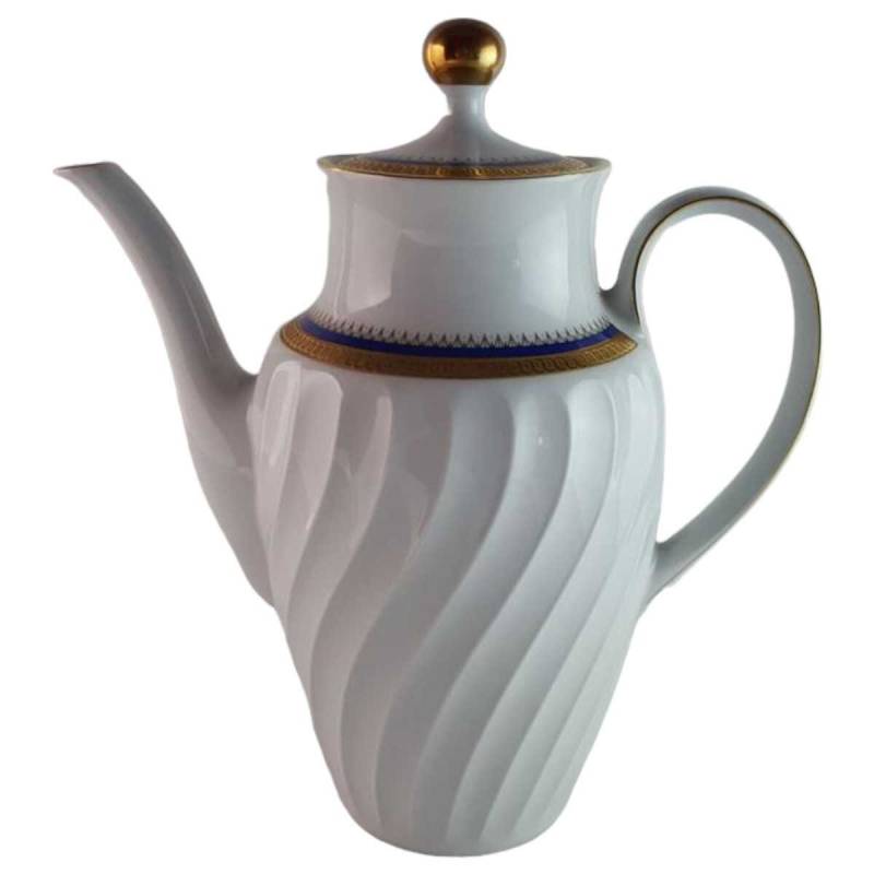 Kaffeekanne Kanne Goldrand 1,3 L Bareuther Waldsassen Reliefdekor blau gebraucht - gut