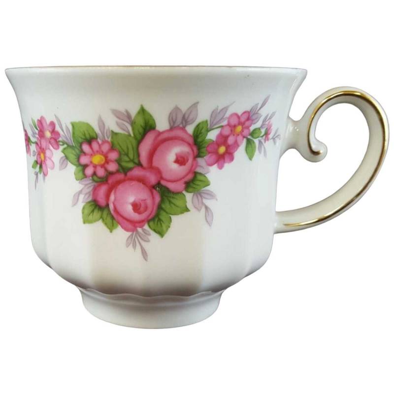 Kaffeetasse Tasse Goldrand Seltmann Weiden Rote Blumen gebraucht - akzeptabel