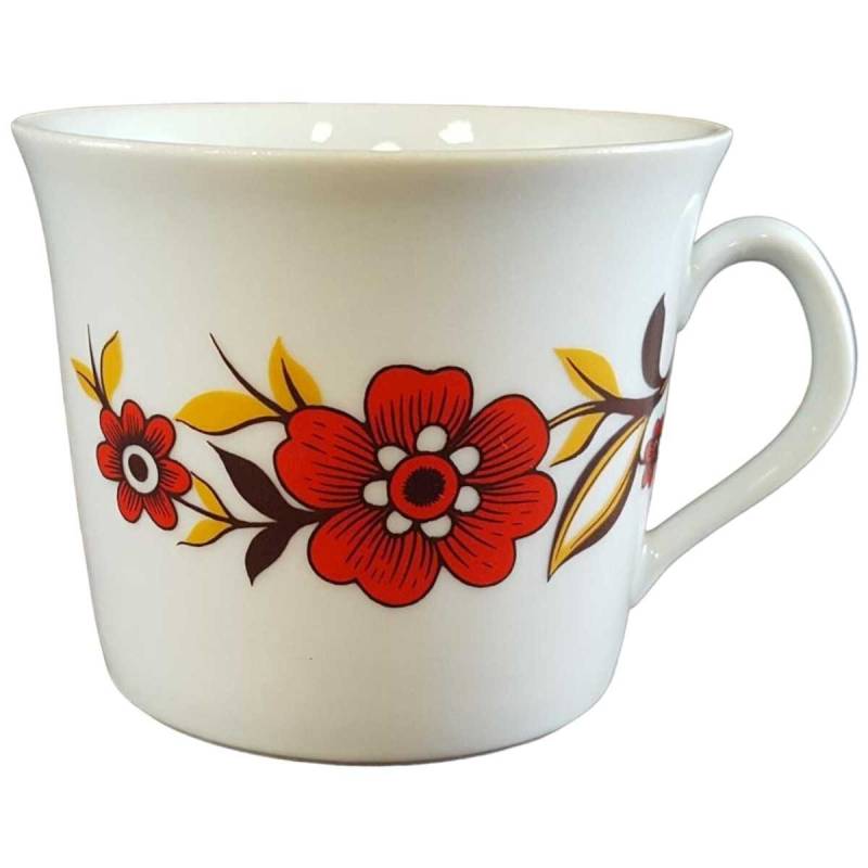 Kaffeetasse Tasse Tirschenreuth Rote Blumen gebraucht - gut