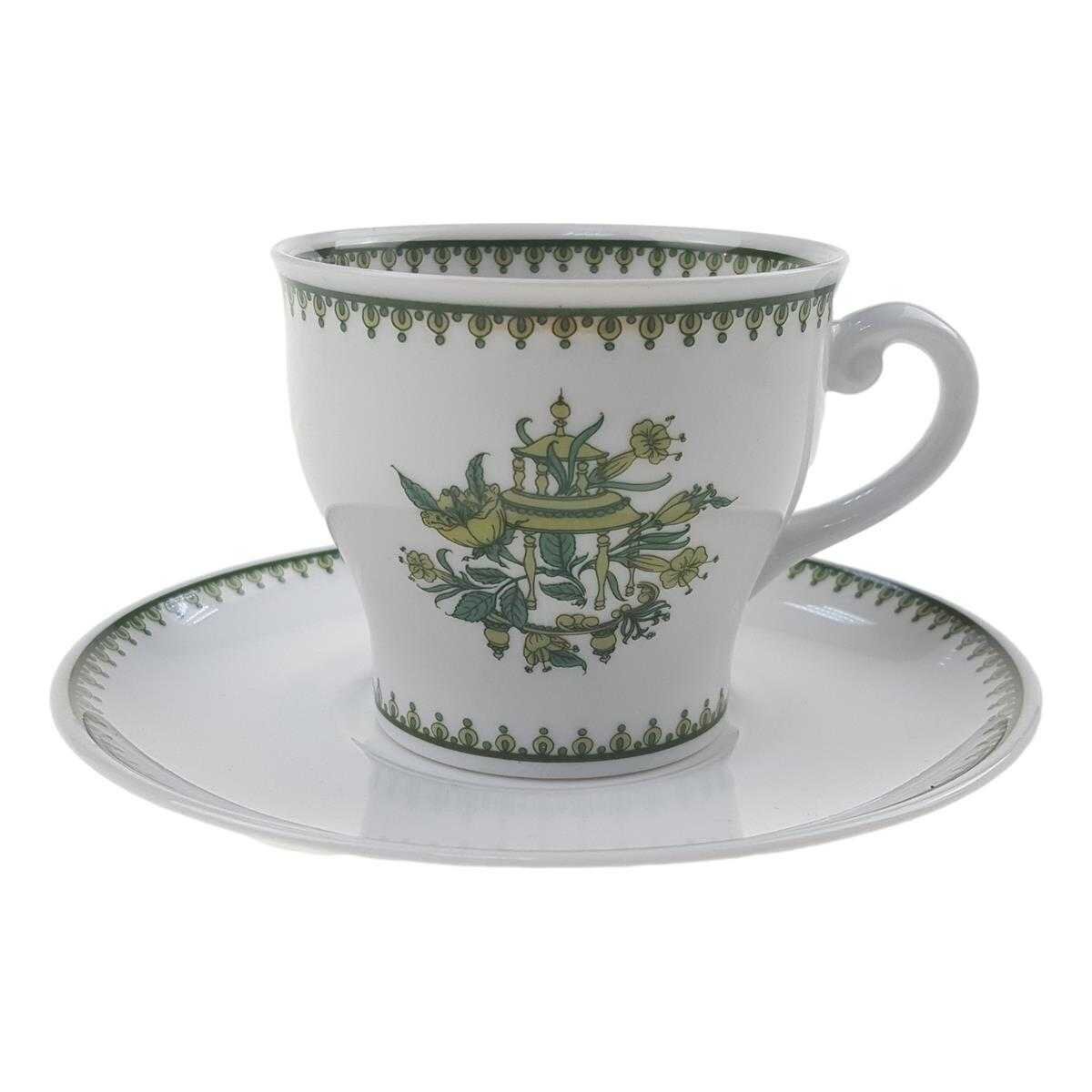 Kaffeetasse Tirschenreuth Unbekannte Formen Grüne Blumen mit Fransen