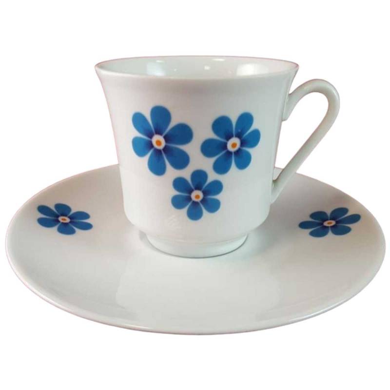 Untertasse Kaffeetasse mit Tasse & Winterling Röslau Blaue Blumen Blau gebraucht - gut