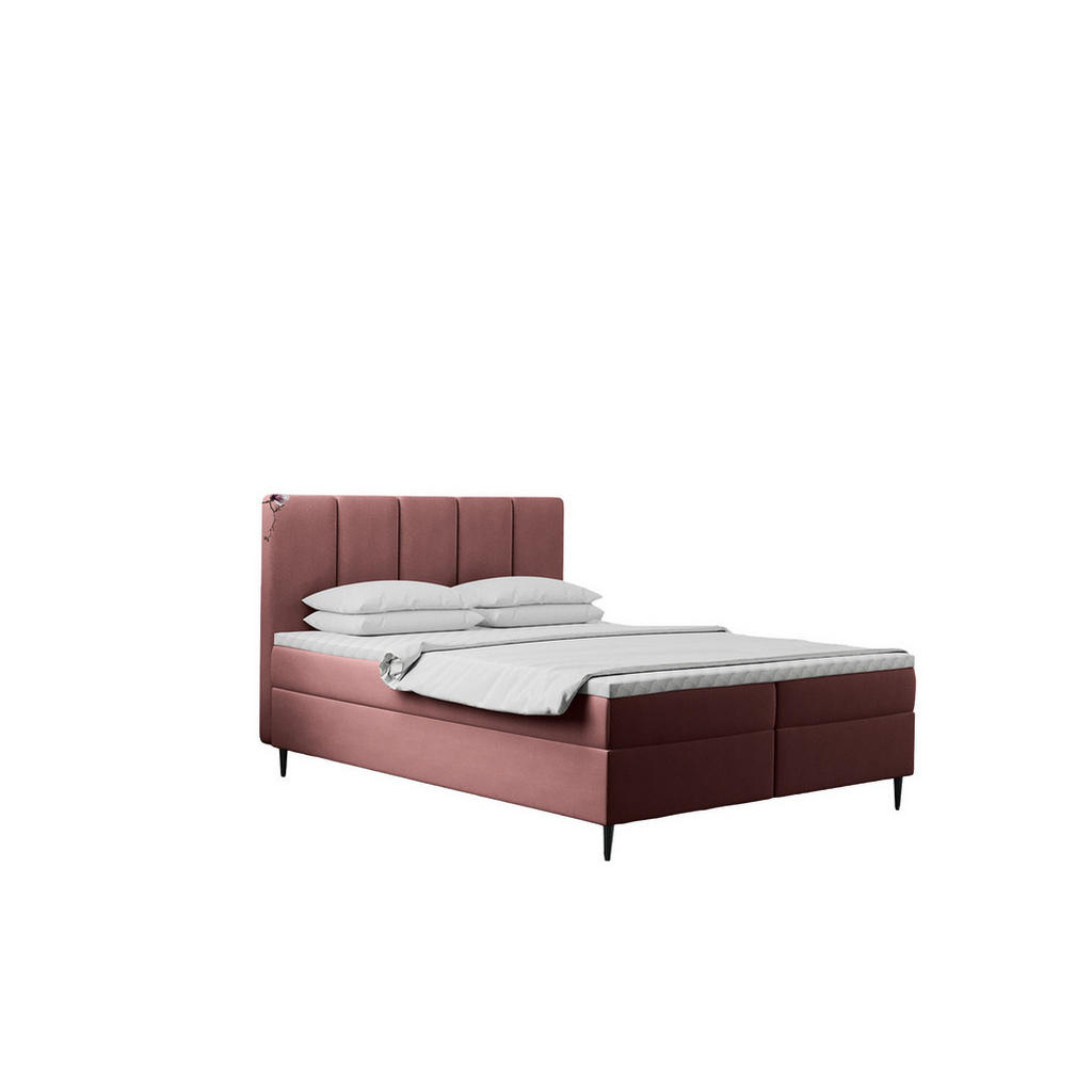 Kaiser Möbel Boxbett, Rosa, Textil, H2, einzeln stellbar, 120x200 cm, Schlafzimmer, Betten, Boxspringbetten von Kaiser Möbel