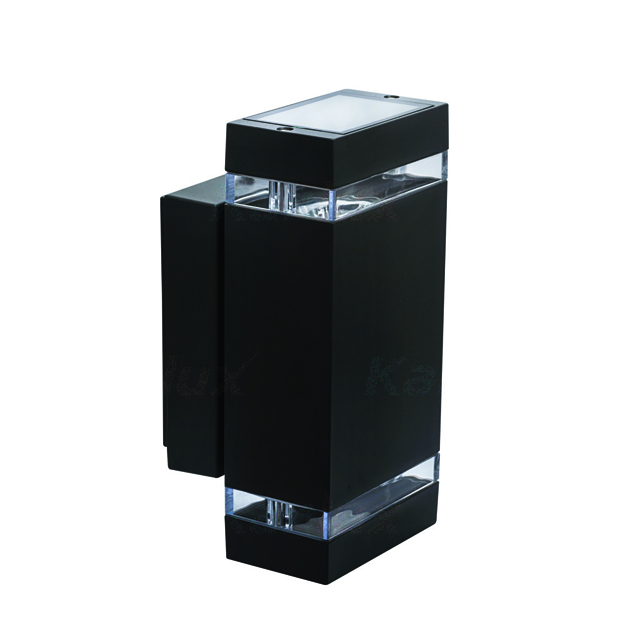 Kanlux® ZEW LED Wandleuchte, Wandstrahler doppelflammig 2x GU10 230V für Innen & Aussen IP44 Gehäuse eckig schwarz