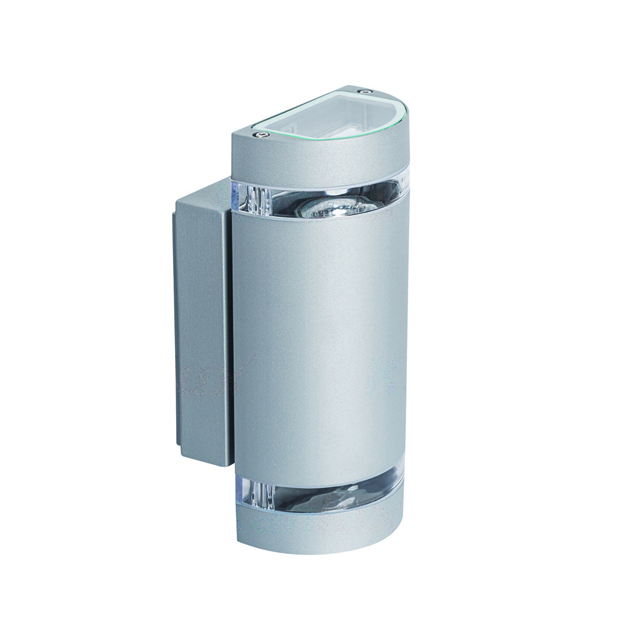 Kanlux® ZEW LED Wandleuchte, Wandstrahler doppelflammig 2x GU10 230V für Innen & Aussen IP44 Grhäuse rund silber
