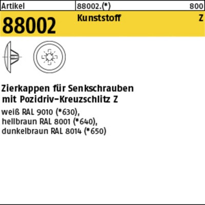 Kappen ART 88002 1 x 8/3 für Kreuzschlitz Z, h. braun Kunstst S von Nobrand